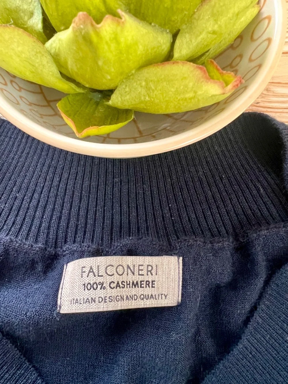 Falconeri 100% Cashmere Sweater Navy Lightweight Knit Size L Italian Classic